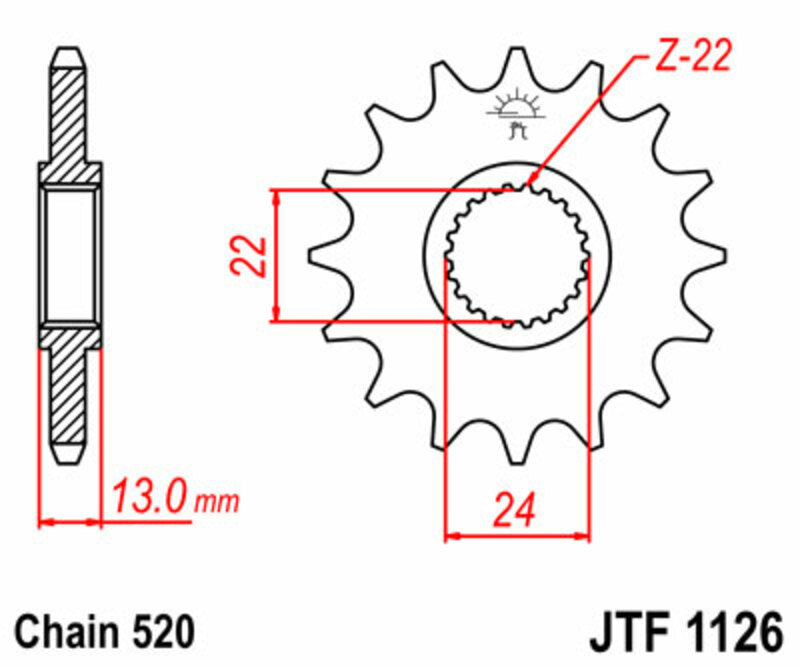 JT SPROCKETS Steel Standard Front Sprocket 1126 - 520