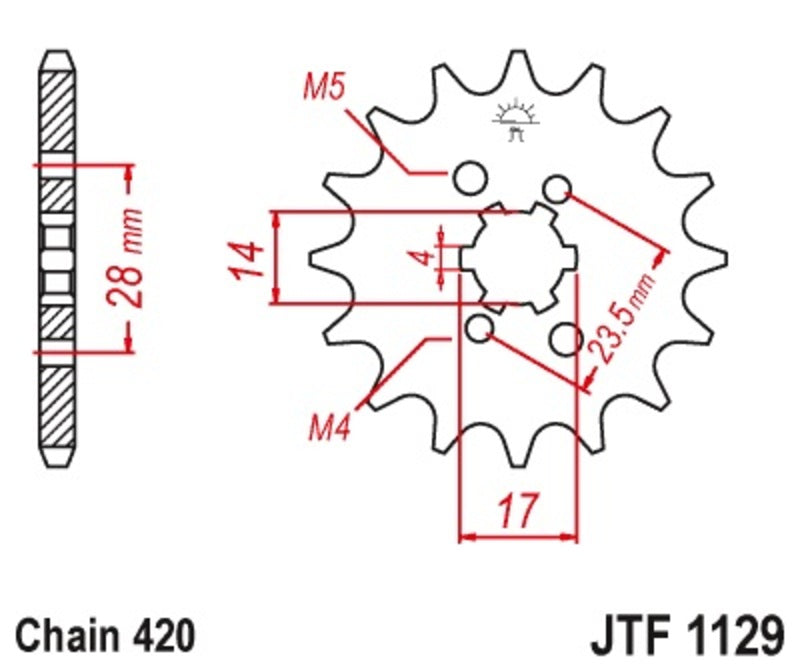 JT SPROCKETS Steel Standard Front Sprocket 1129 - 420 - 1077208003