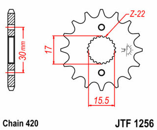 JT SPROCKETS Stahl Standard Kettenrad vorn 1256 - 420 - 1077213003 