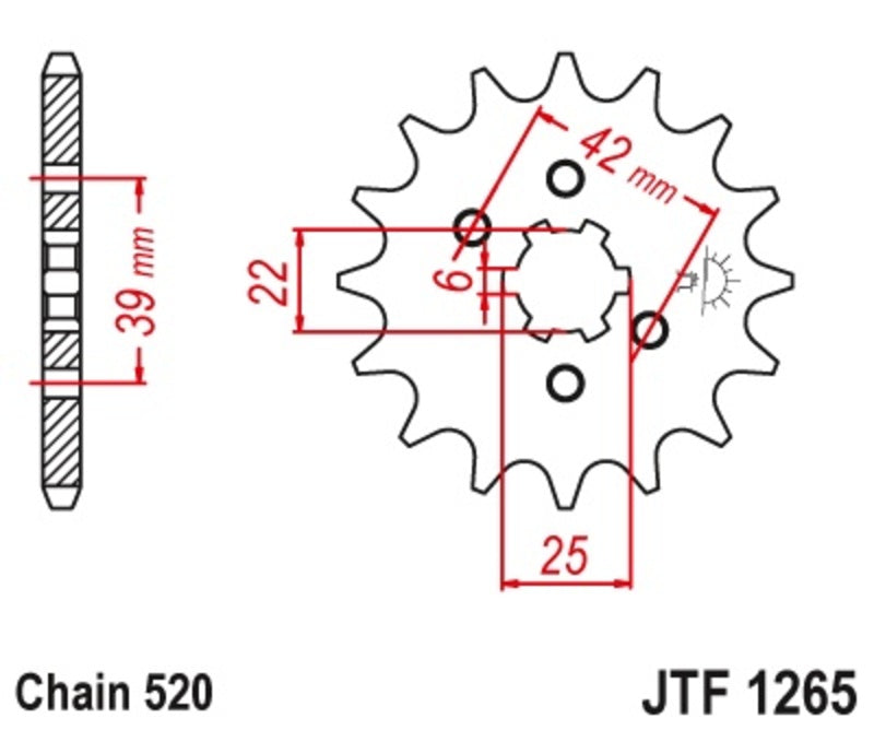 JT SPROCKETS Steel Standard Front Sprocket 1265 - 520 - 1077218002