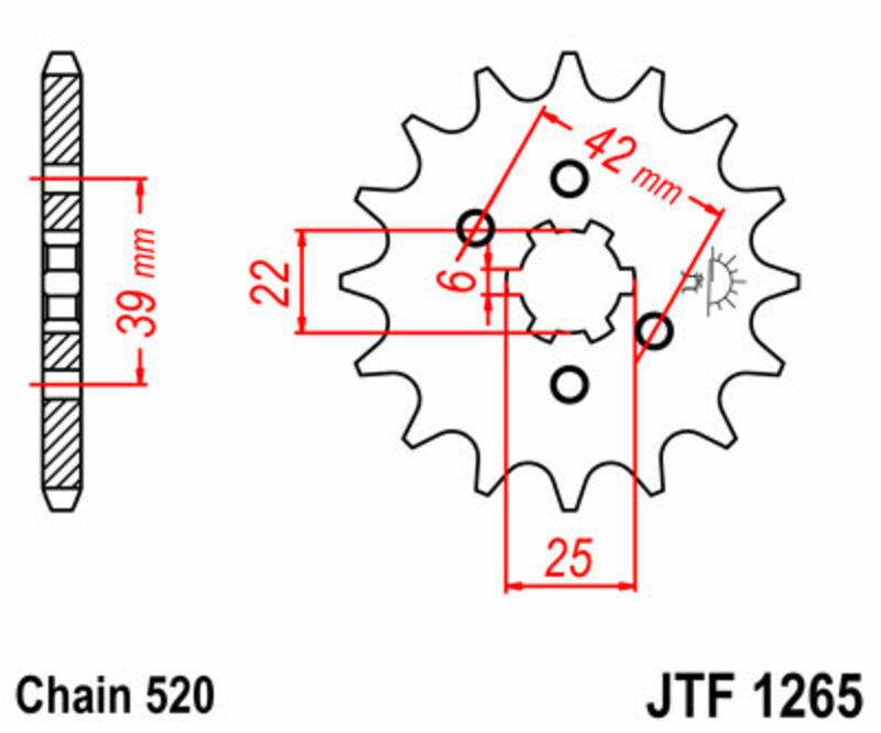 JT SPROCKETS Steel Standard Front Sprocket 1265 - 520 - 1077218003