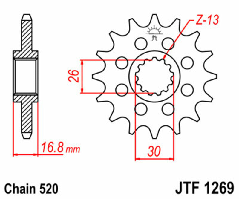 JT SPROCKETS Steel Standard Front Sprocket 1269 - 520 - 1077219001