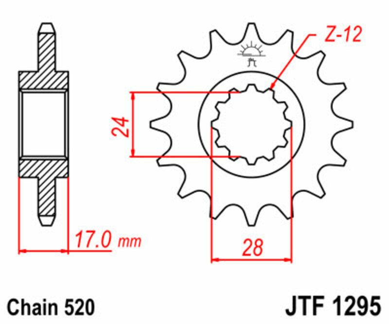 JT SPROCKETS Steel Standard Front Sprocket 1295 - 520