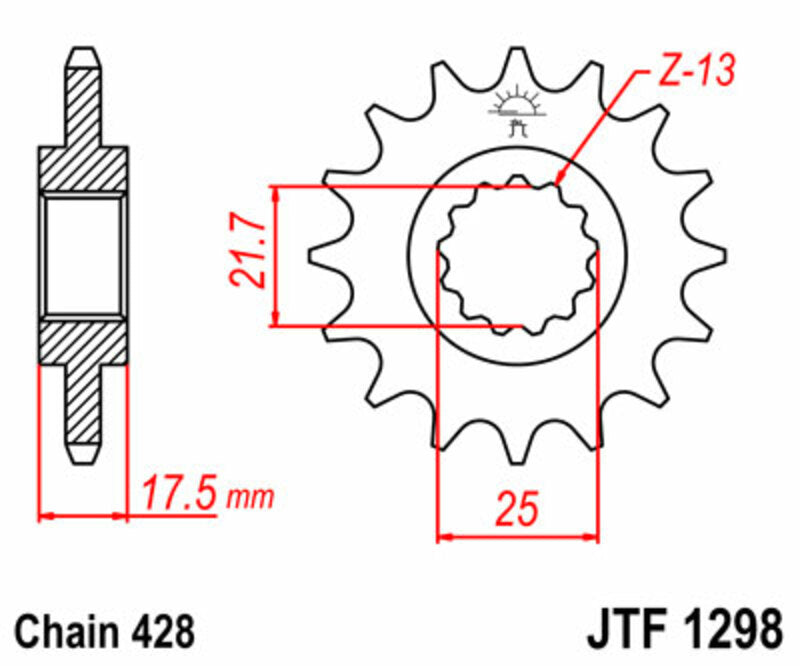 JT SPROCKETS Steel Standard Front Sprocket 1298 - 428