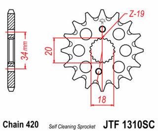 JT SPROCKETS Steel Self-Cleaning Front Sprocket 1310 - 420