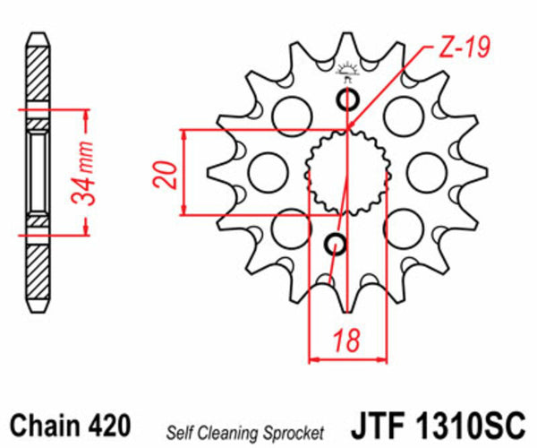 JT SPROCKETS Steel Self-Cleaning Front Sprocket 1310 - 420