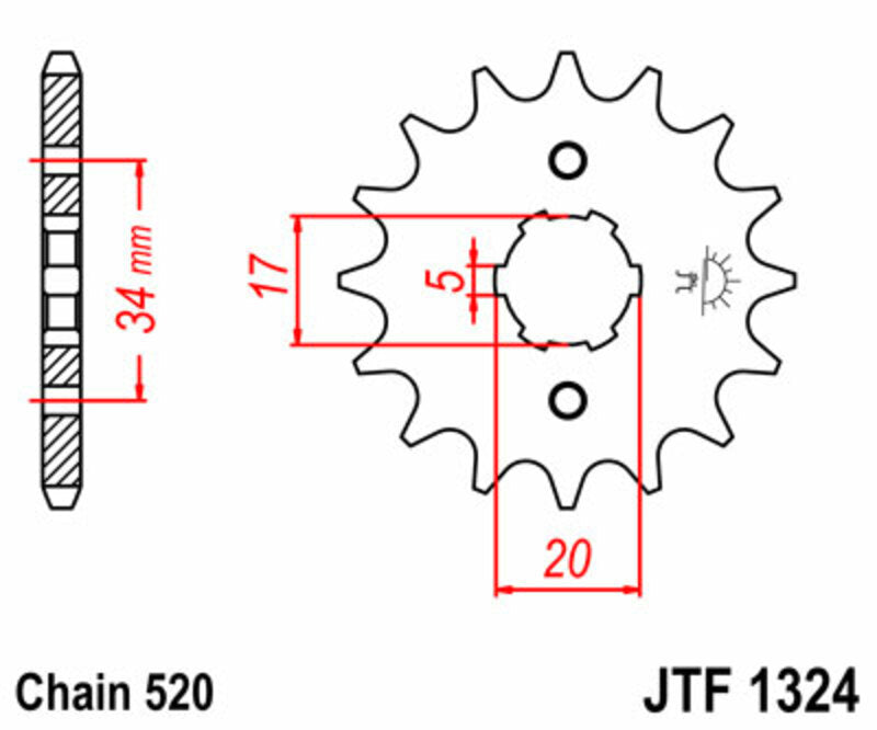 JT SPROCKETS Steel Standard Front Sprocket 1324 - 520