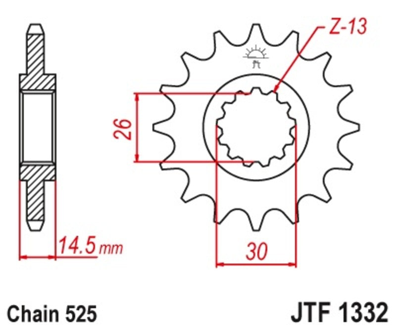 JT SPROCKETS Steel Standard Front Sprocket 1332 - 525 - 1077233001