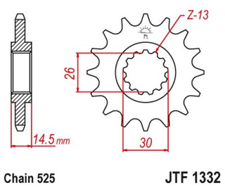 JT SPROCKETS Stahl Standard Kettenrad vorn 1332 - 525 - 1077233001 