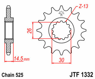 JT SPROCKETS Steel Standard Front Sprocket 1332 - 525 - 1077233002
