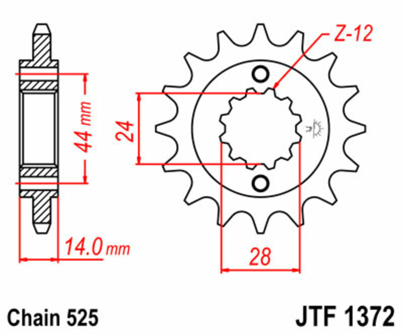 JT SPROCKETS Steel Standard Front Sprocket 1372 - 525