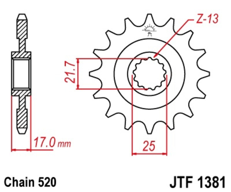 JT SPROCKETS Steel Standard Front Sprocket 1381 - 520