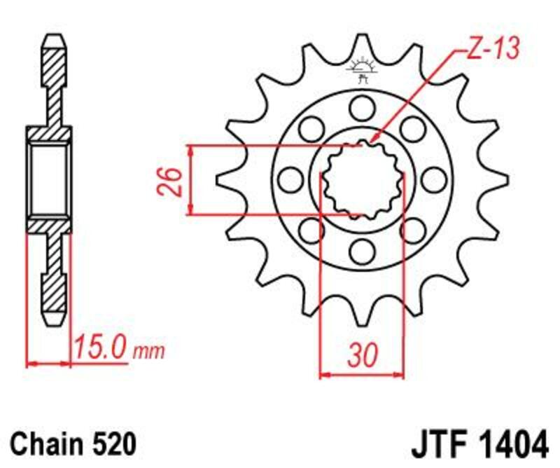 JT SPROCKETS Steel Standard Front Sprocket 1404 - 520 - 1077244003