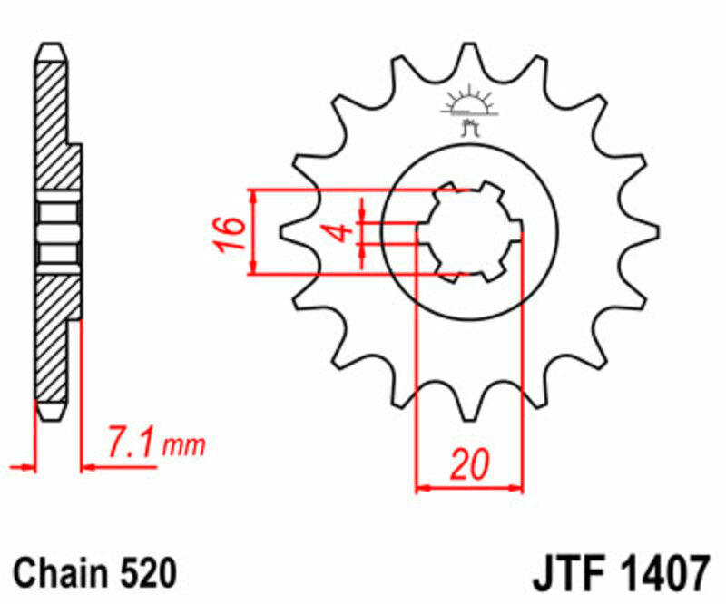 JT SPROCKETS Steel Standard Front Sprocket 1407 - 520