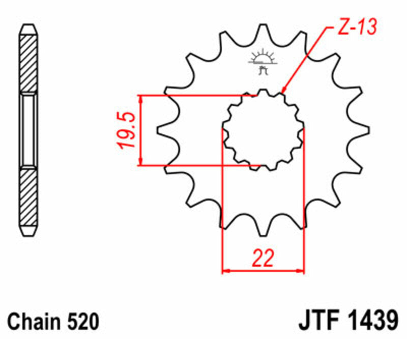 JT SPROCKETS Steel Standard Front Sprocket 1439 - 520