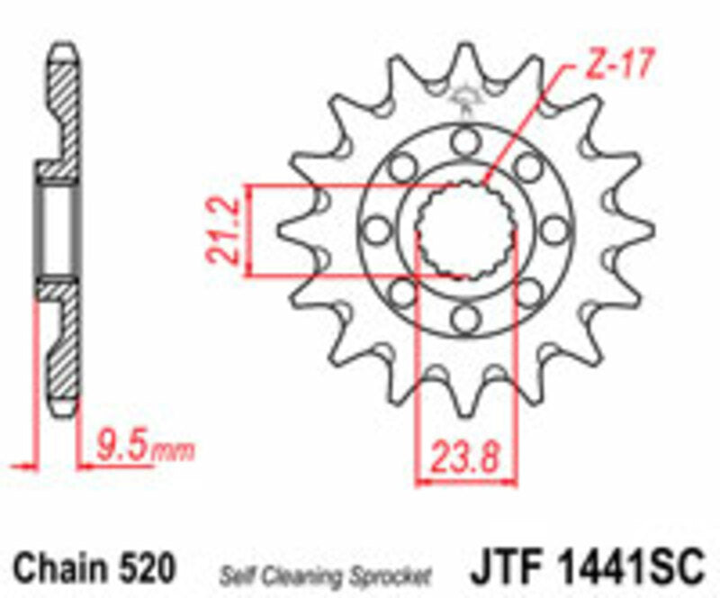 JT SPROCKETS Steel Self-Cleaning Front Sprocket 1441 - 520 - 1077249002