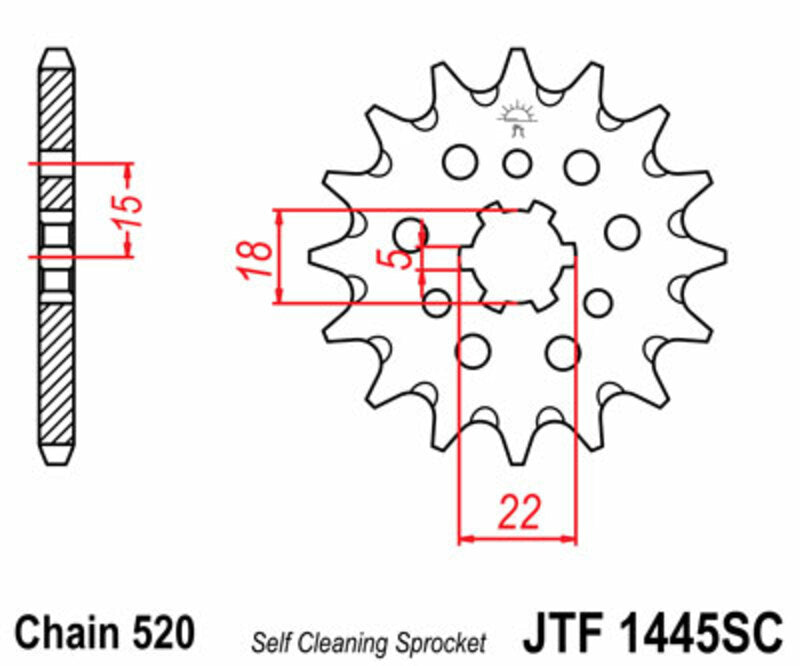 JT SPROCKETS Steel Self-Cleaning Front Sprocket 1445 - 520 - 1077255002
