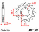 JT SPROCKETS Stahl Standard-Vorderkettenrad 1536 - 520 - 1077270001 