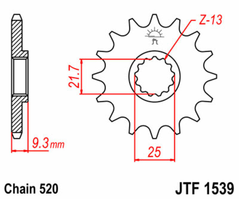 JT SPROCKETS Steel Standard Front Sprocket 1539 - 520 - 1077274001