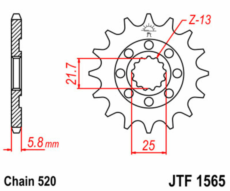 JT SPROCKETS Steel Standard Front Sprocket 1565 - 520