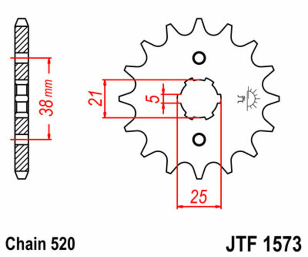 JT SPROCKETS Stahl Standard-Vorderkettenrad 1573 - 520 