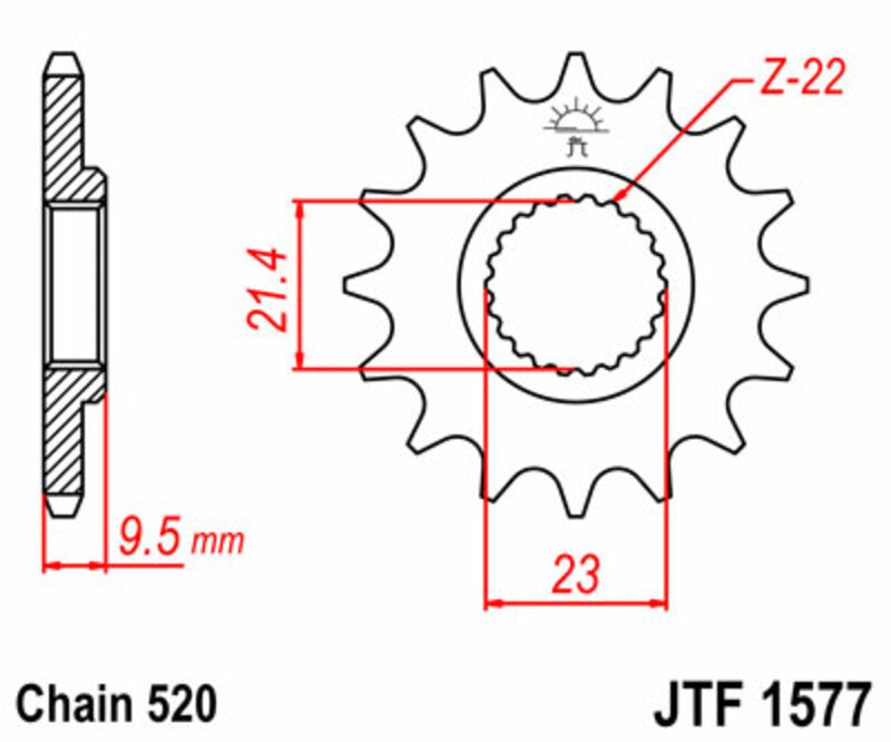 JT SPROCKETS Steel Standard Front Sprocket 1577 - 520