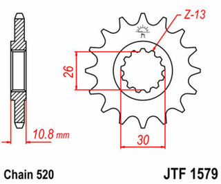 JT SPROCKETS Steel Standard Front Sprocket 1579 - 520 - 1077285002