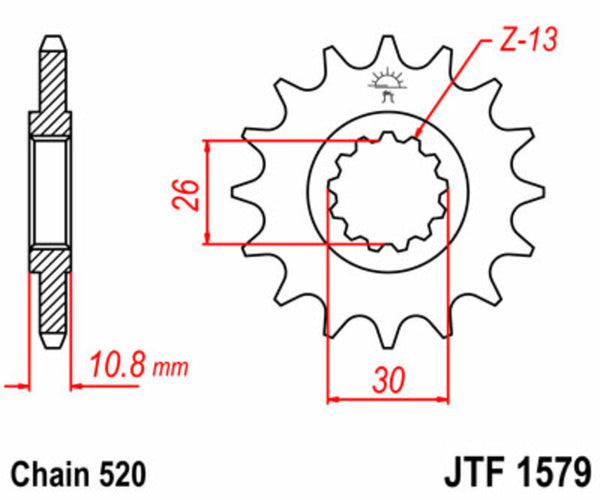 JT SPROCKETS Steel Standard Front Sprocket 1579 - 520 - 1077285003