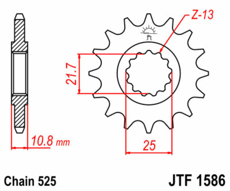 JT SPROCKETS Steel Standard Front Sprocket 1586 - 525 - 1077287002