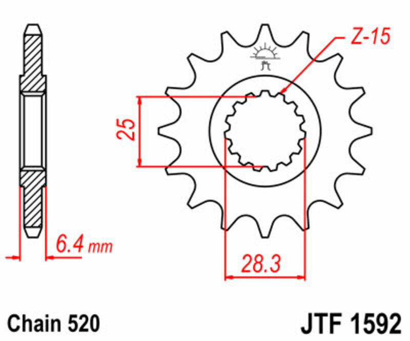 JT SPROCKETS Steel Standard Front Sprocket 1592 - 520 - 1077291002