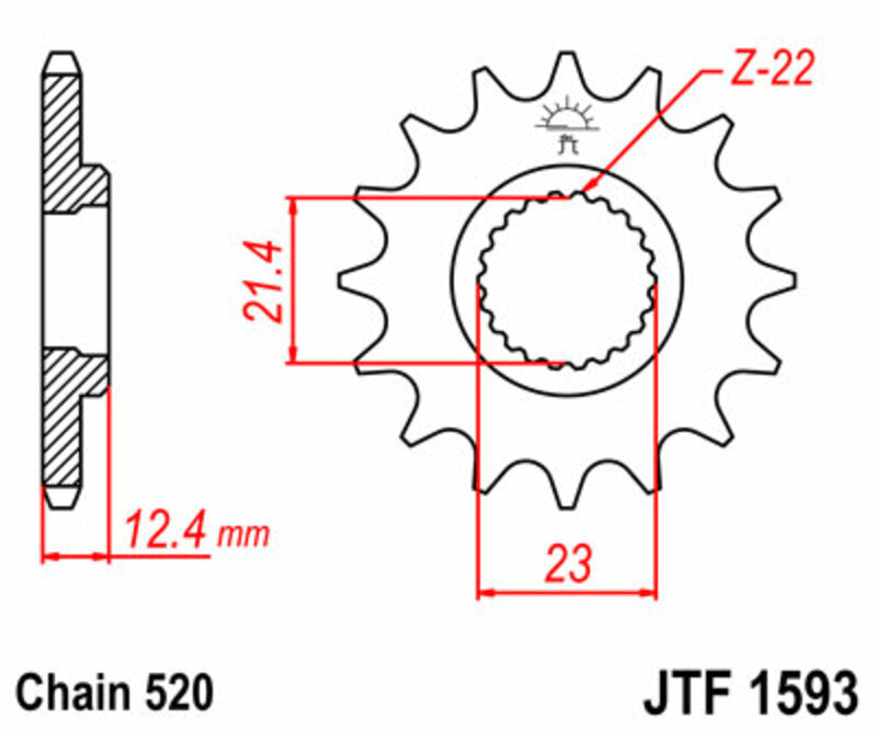 JT SPROCKETS Steel Standard Front Sprocket 1593 - 520