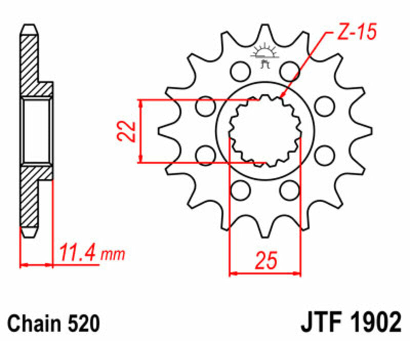 JT SPROCKETS Steel Standard Front Sprocket 1902 - 520 - 1077298001