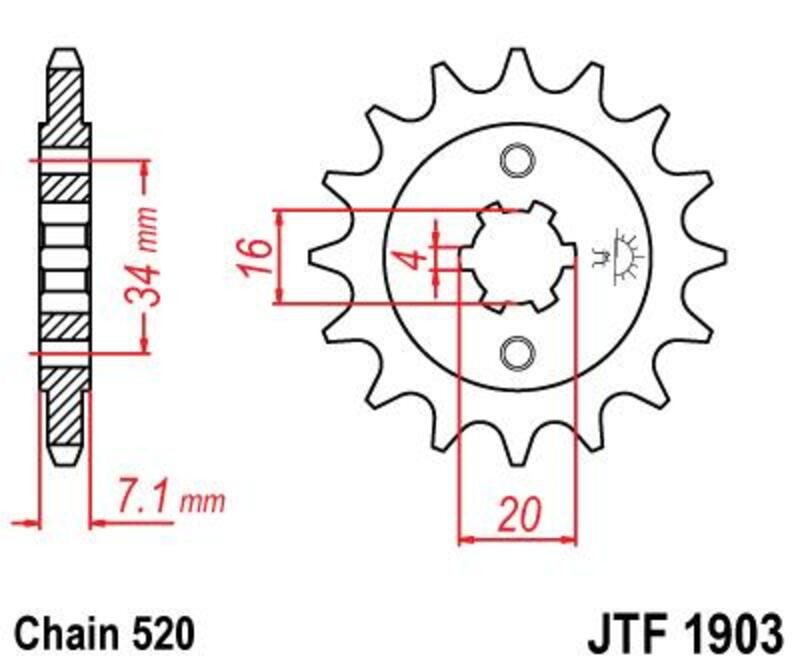 JT SPROCKETS Steel Standard Front Sprocket 1903 - 520