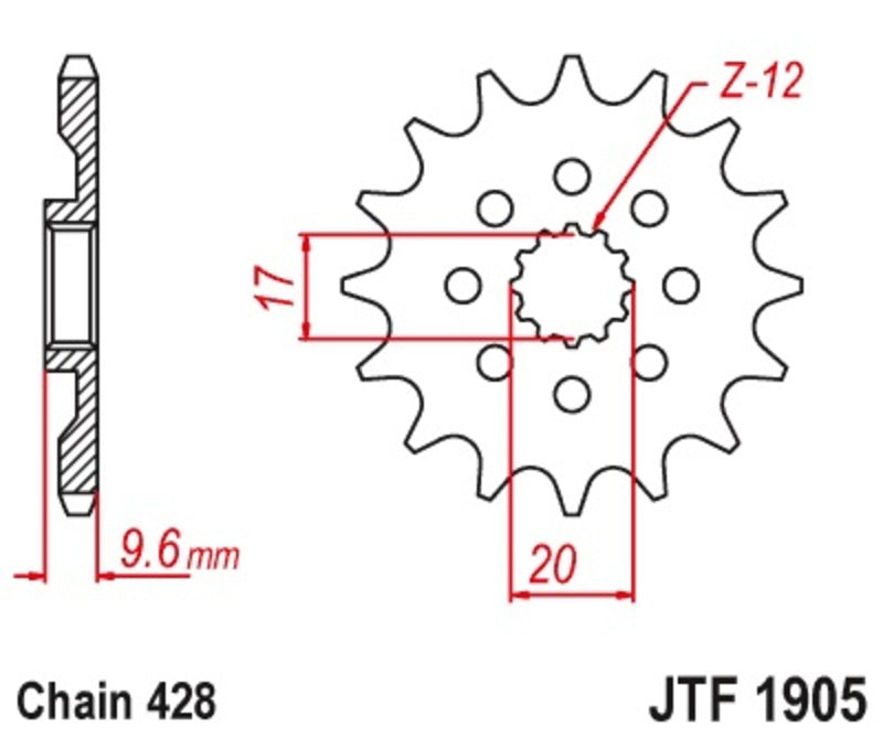 JT SPROCKETS Steel Standard Front Sprocket 1905 - 428
