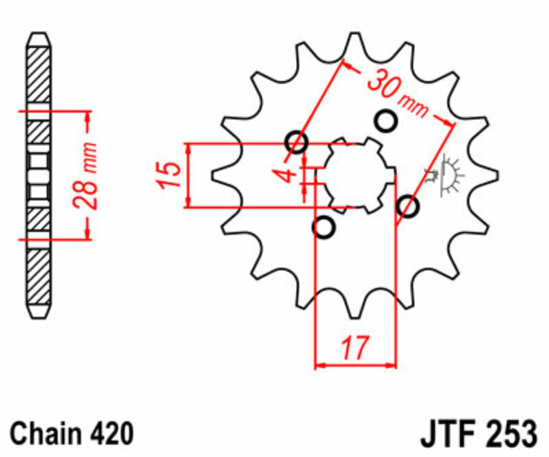 JT SPROCKETS Steel Standard Front Sprocket 253 - 420 - 1077309002