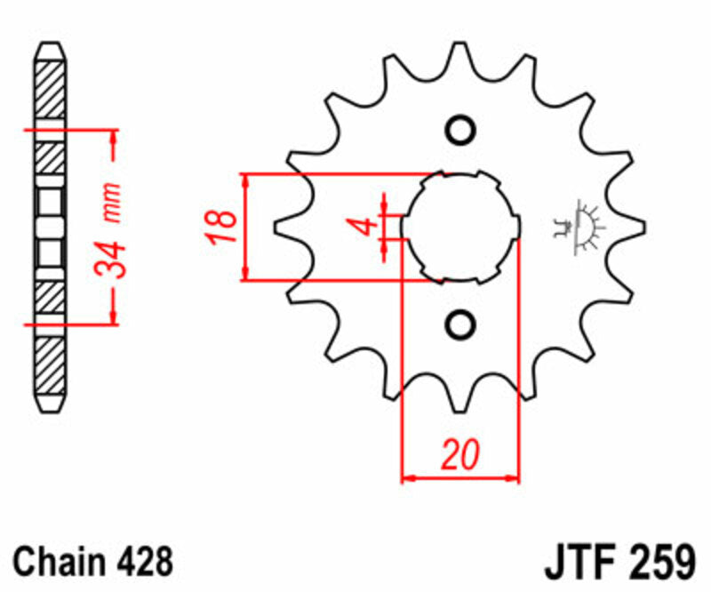 JT SPROCKETS Steel Standard Front Sprocket 259 - 428 - 1077310004