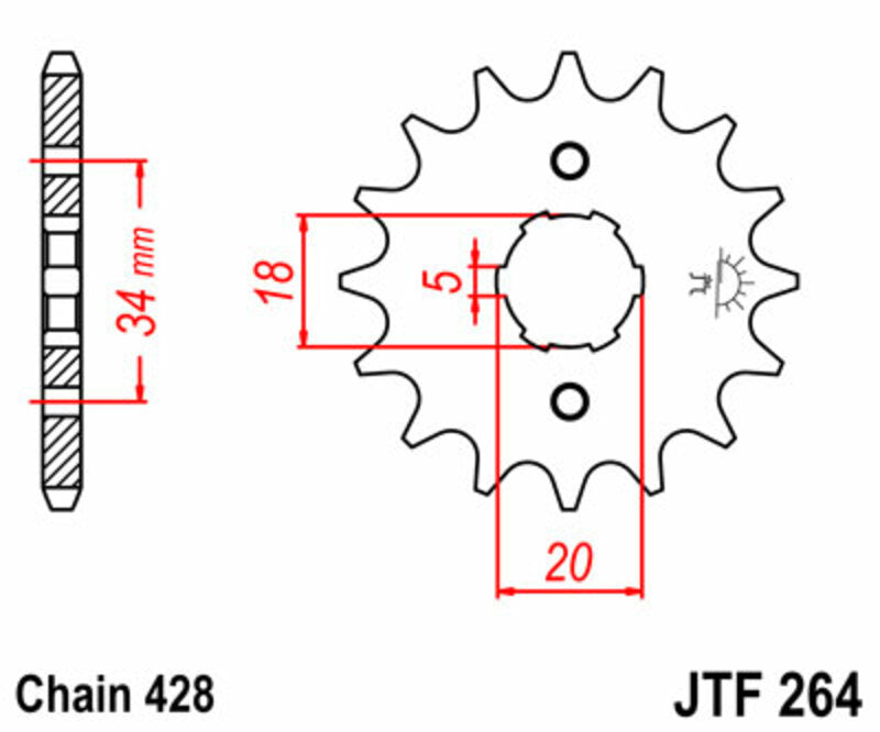 JT SPROCKETS Steel Standard Front Sprocket 264 - 428 - 1077311003