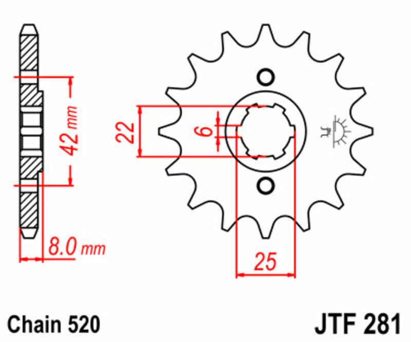 JT SPROCKETS Steel Standard Front Sprocket 281 - 520 - 1077322002