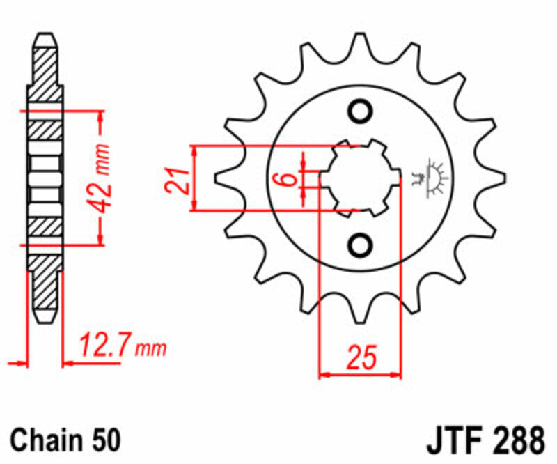 JT SPROCKETS Steel Standard Front Sprocket 288 - 530 - 1077329001