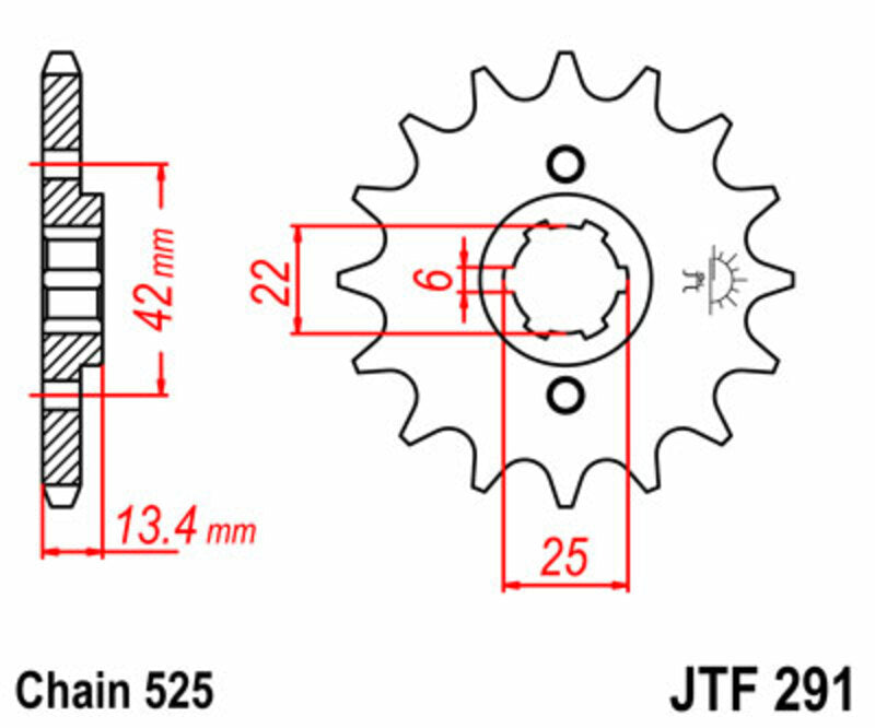 JT SPROCKETS Steel Standard Front Sprocket 291 - 525