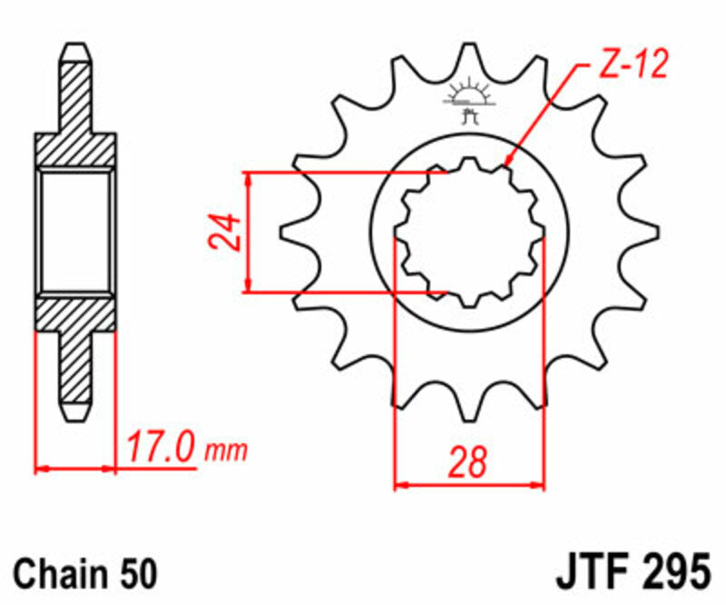 JT SPROCKETS Steel Standard Front Sprocket 295 - 530 - 1077336002
