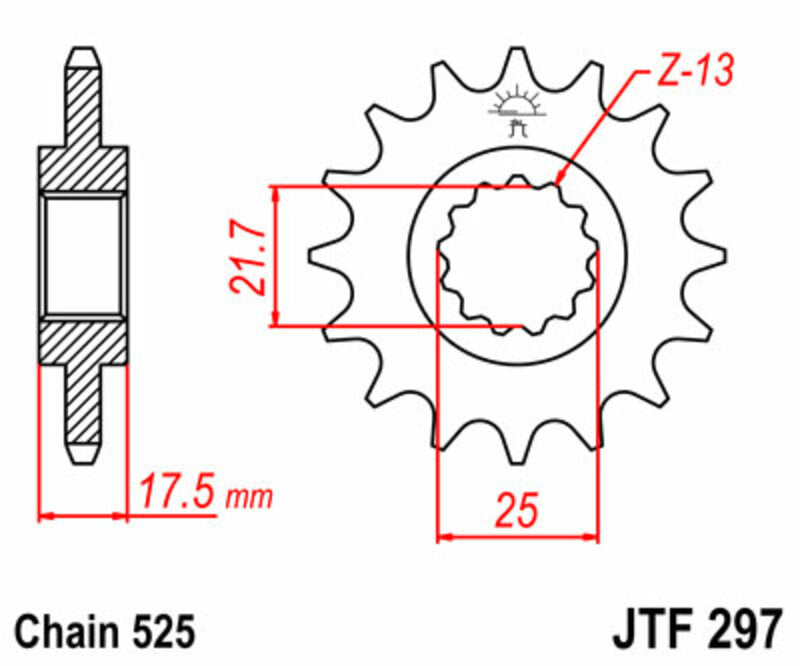 JT SPROCKETS Steel Standard Front Sprocket 297 - 525 - 1077338002
