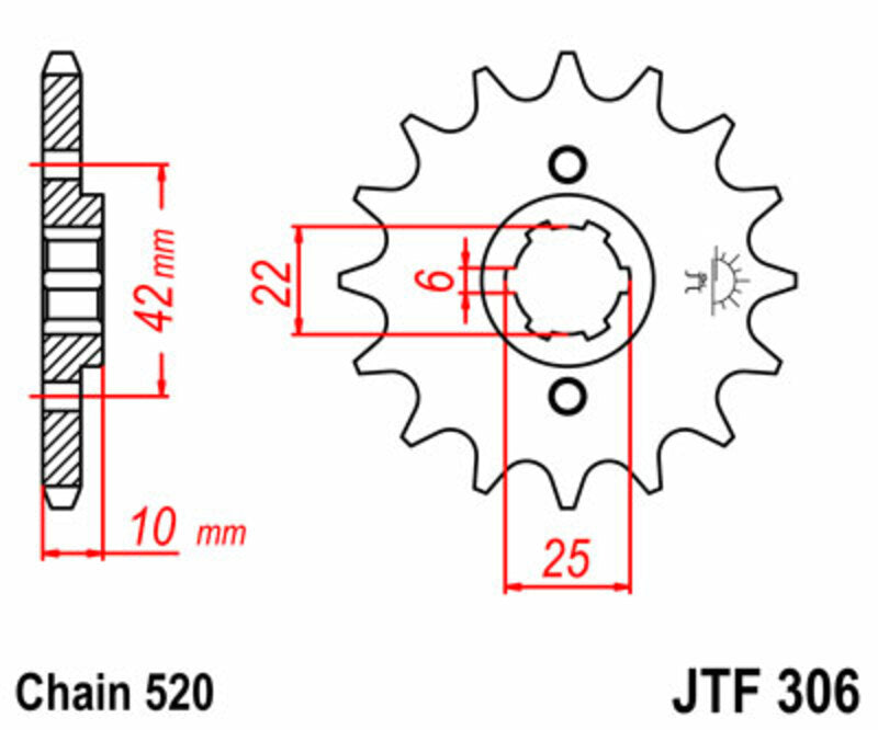 JT SPROCKETS Steel Standard Front Sprocket 306 - 520