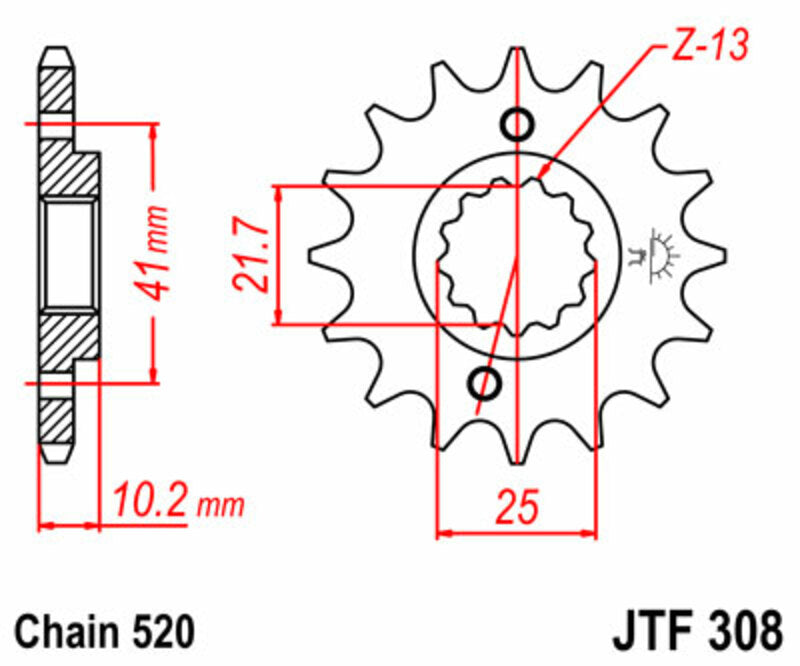 JT SPROCKETS Steel Standard Front Sprocket 308 - 520 - 1077341002