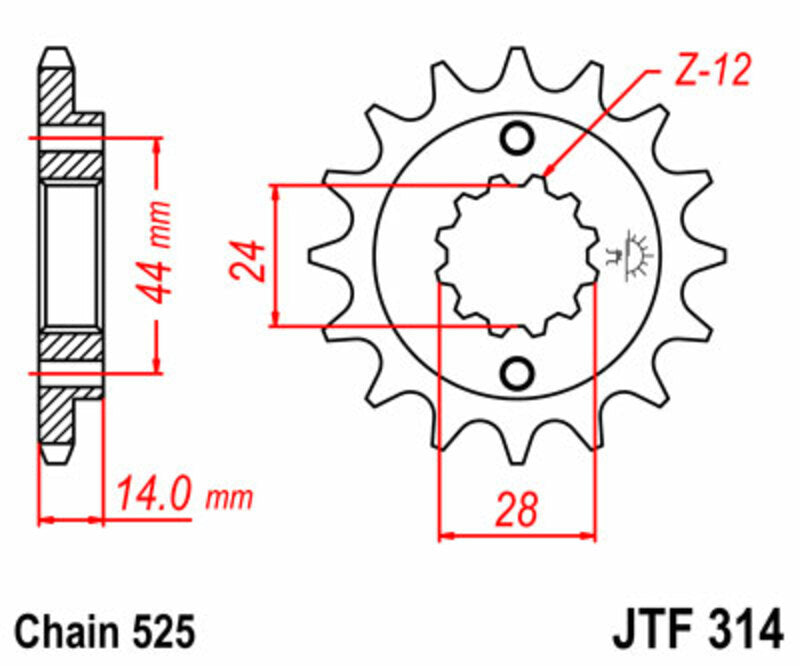 JT SPROCKETS Steel Standard Front Sprocket 314 - 525