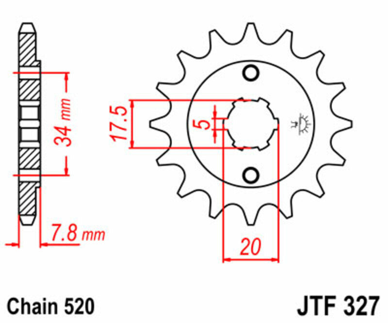 JT SPROCKETS Steel Standard Front Sprocket 327 - 520 - 1077348003
