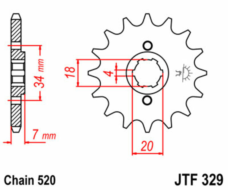 JT SPROCKETS Steel Standard Front Sprocket 329 - 520 - 1077351001
