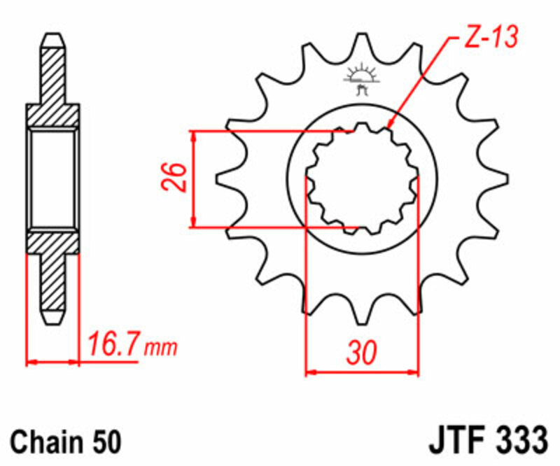 JT SPROCKETS Steel Standard Front Sprocket 333 - 530 - 1077355001