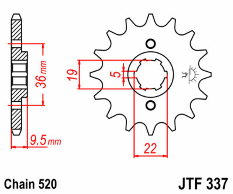 JT SPROCKETS Steel Standard Front Sprocket 337 - 520 - 1077357001