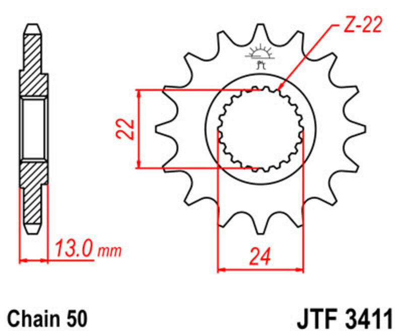 JT SPROCKETS Steel Standard Front Sprocket 3411 - 520